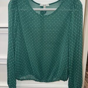Papaya Green Polka Dot Long Sleeve Top